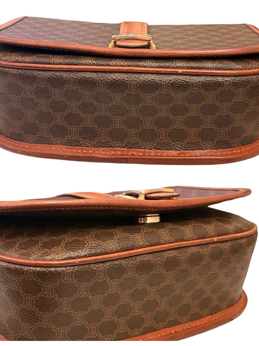 Vintage Celine Macadam Crossbody Brown PVC Leather Shoulder Bag with Back Pocket - Picture 6 of 16